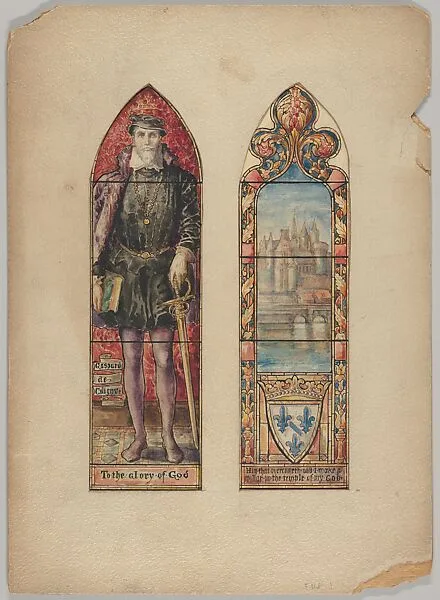 Admiral Gaspard de Coligny and View of Medieval Paris: Designs for the Huguenot Window, First Presbyterian Church, New York City — D. Maitland Armstrong|Gaspard de Coligny|Helen Maitland Armstrong|Dr. Benjamin Garrison Demarest