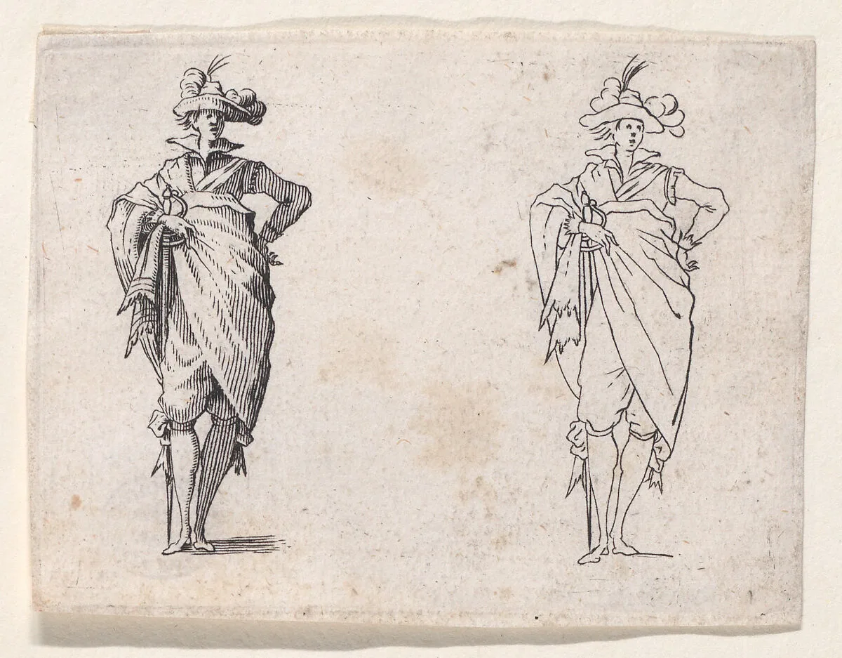 Reverse Copy of Le Gentilhomme de Face, La Main Droite sur la Hanche (Gentleman Facing Forward, His Right Hand on his Hip), from "Les Caprices" Series A, The Florence Set — Jacques Callot|Anonymous