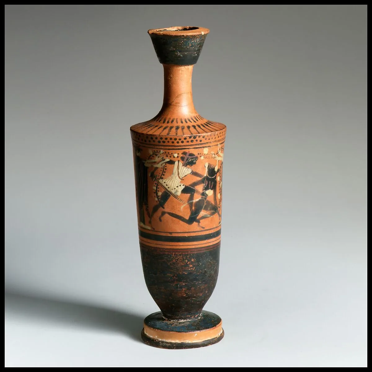 Terracotta lekythos (oil flask) — Diosphos Painter