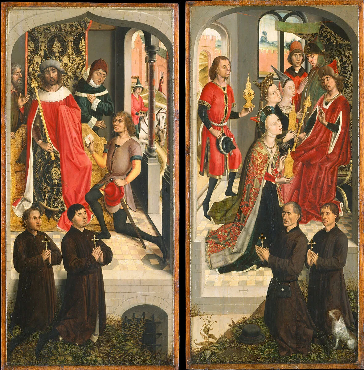 Abner's Messenger before David; The Queen of Sheba Bringing Gifts to Solomon; The Annunciation — Master of the Saint Barbara Legend