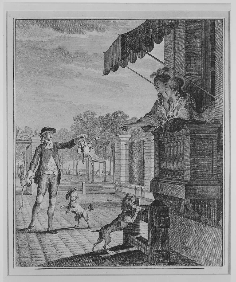 Le Pari Gagné (The Winning Bet), from "Le Monument du Costume" — Jean Michel Moreau the Younger|Restif de La Bretonne|l'Imprimerie de Prault|Camligue