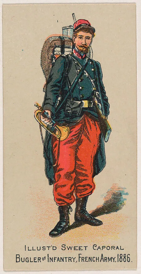 Bugler of Infantry, French Army, 1886, from the Military Series (N224) issued by Kinney Tobacco Company to promote Sweet Caporal Cigarettes — Kinney Brothers Tobacco Company