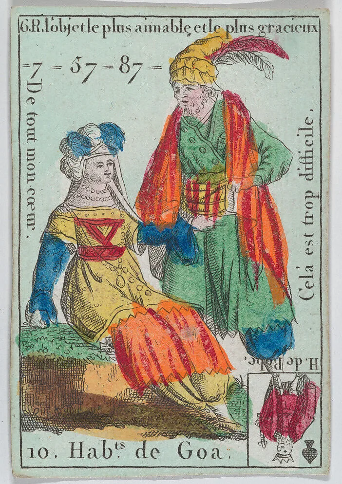 Hab.ts de Goa from playing cards "Jeu d'Or" — Anonymous, French, 18th century