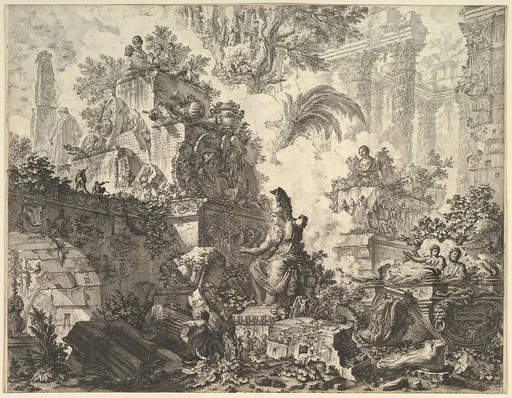 Frontispiece, with Statue of Minerva, from "Vedute di Roma"