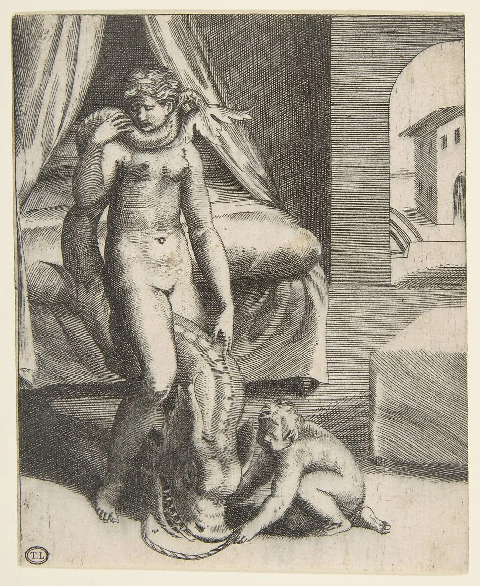 Neptune and Melanthe, from "The Loves of the Gods" (Amorosi diletti degli dei) — Giulio Bonasone