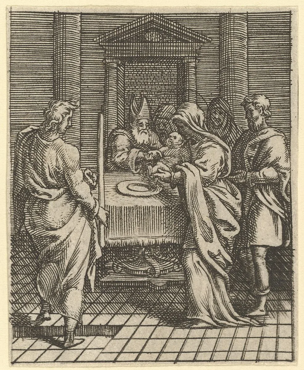 Virgin of Sorrows: The Presentation in the Temple; one of nine surrounding compartments from the Virgin of Sorrows, now separated — Giorgio Ghisi