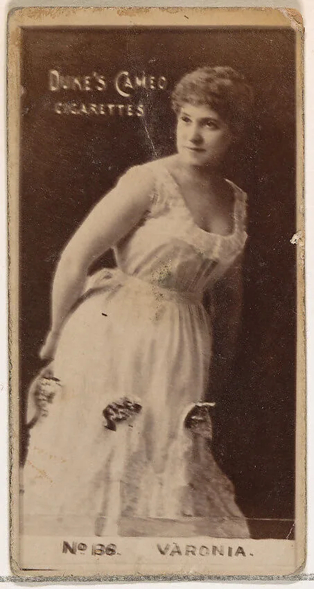 Card Number 136, Varonia, from the Actors and Actresses series (N145-2) issued by Duke Sons & Co. to promote Cross Cut Cigarettes — W. Duke, Sons & Co.