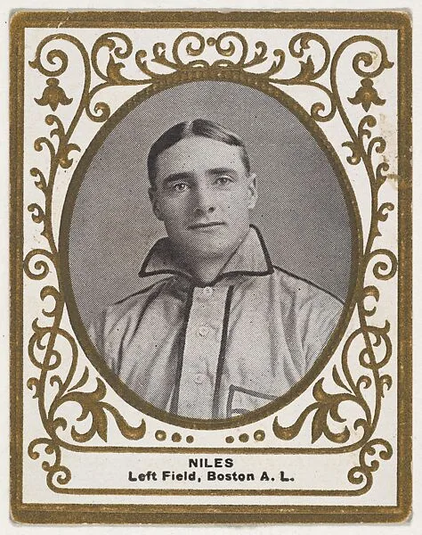 Niles, Left Field, Boston, American League, from the Baseball Players (Ramlys) series (T204) issued by the Mentor Company to promote Ramly and T.T.T. Turkish Cigarettes — Mentor Company, Boston|Carl Homer Studios, Boston