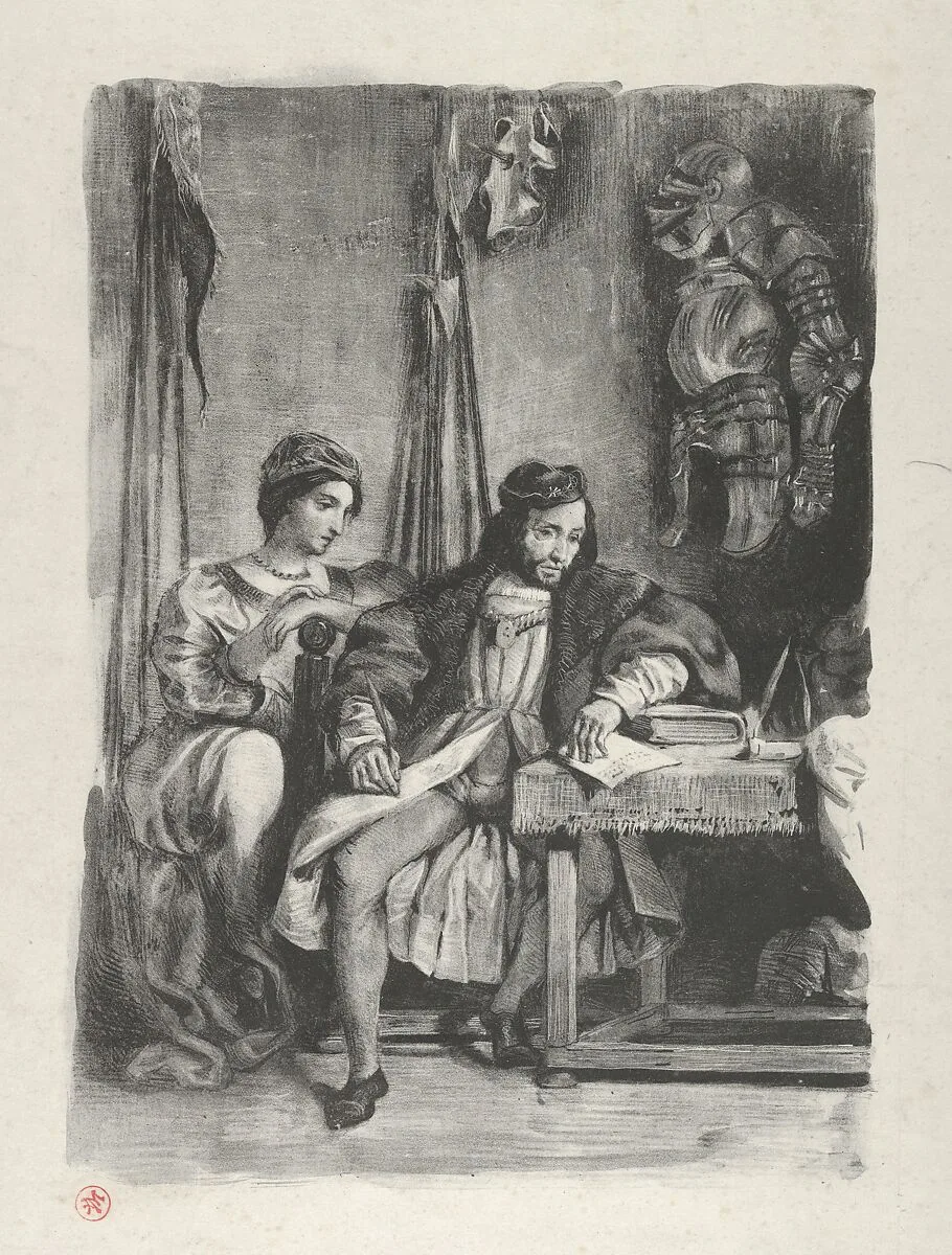 Goetz von Berlichingen Writing his Memoirs — Eugène Delacroix