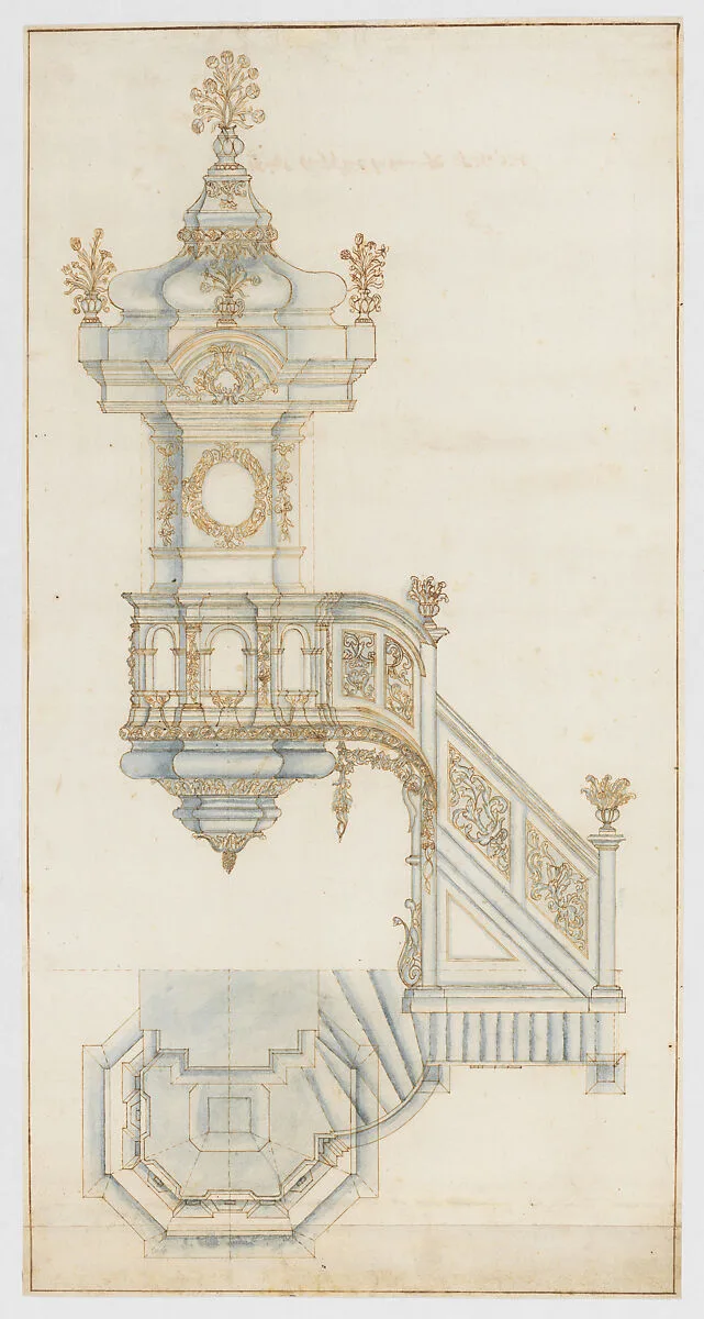 Design for a Pulpit — Michael Furtner the Elder|Michael Furtner the Younger