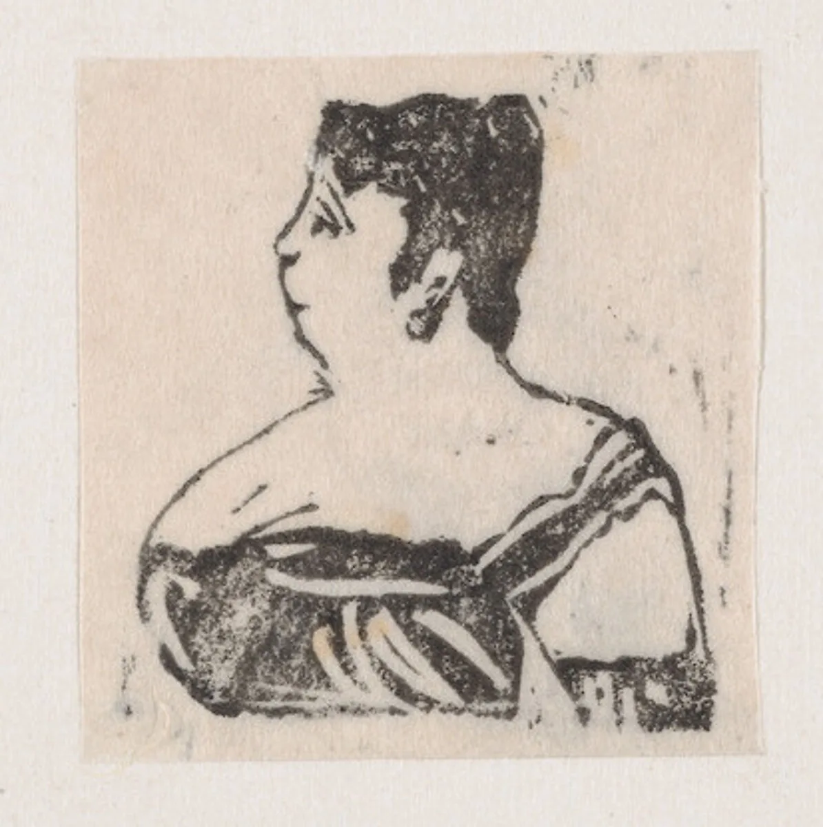 Profile of a woman wearing an evening gown — José Guadalupe Posada