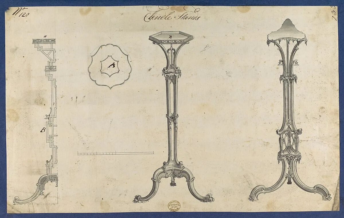 Candle Stands, in Chippendale Drawings, Vol. I — Thomas Chippendale
