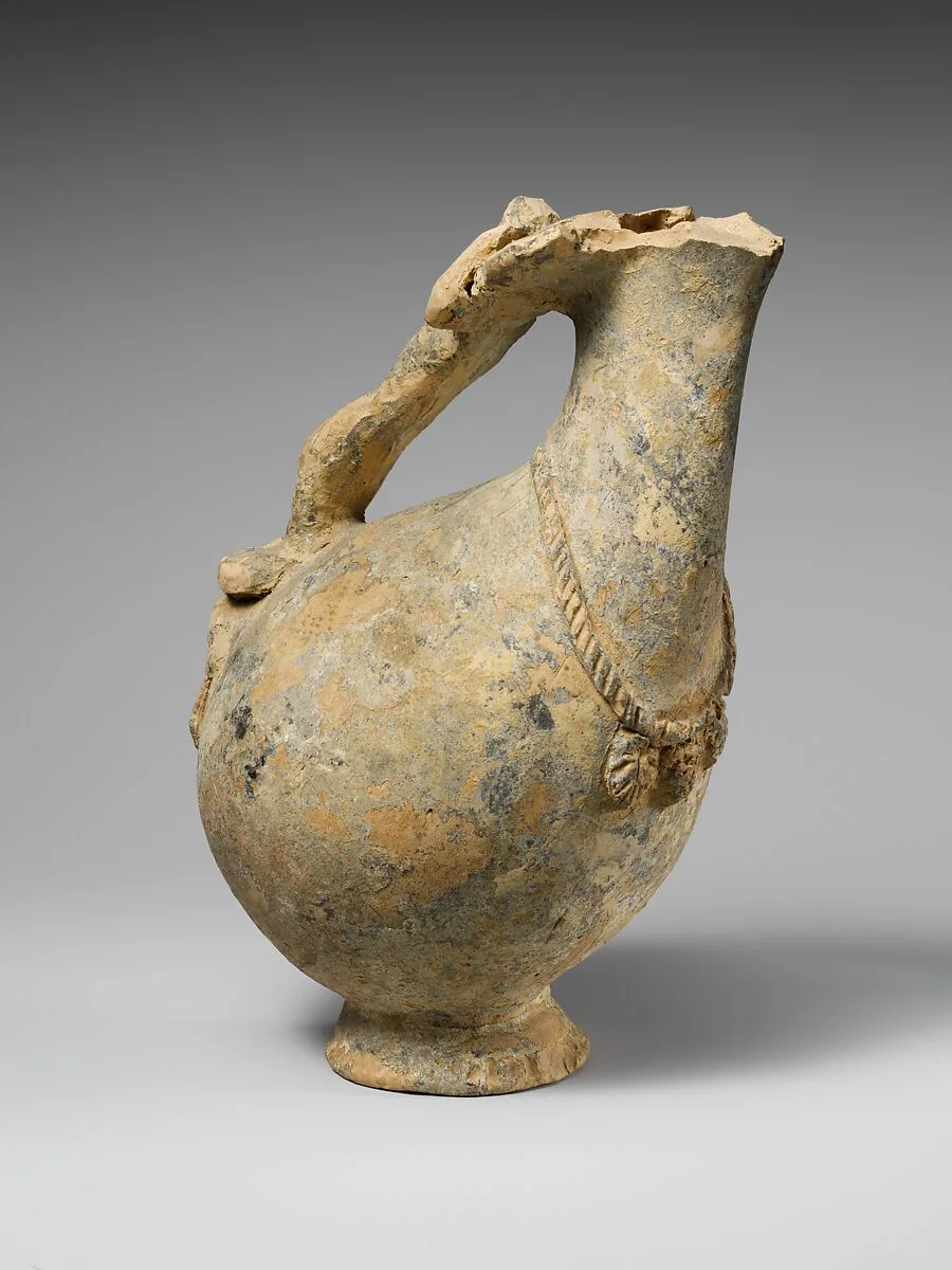 Terracotta askos (flask with a spout and handle over the top) — Bolsena Group
