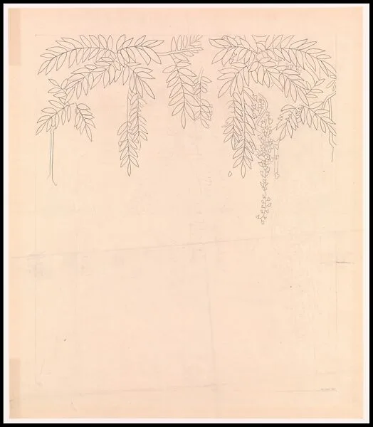 Darwin D. Martin House, Hall, chimney-breast, elevation, design for wisteria mosaic — Frank Lloyd Wright