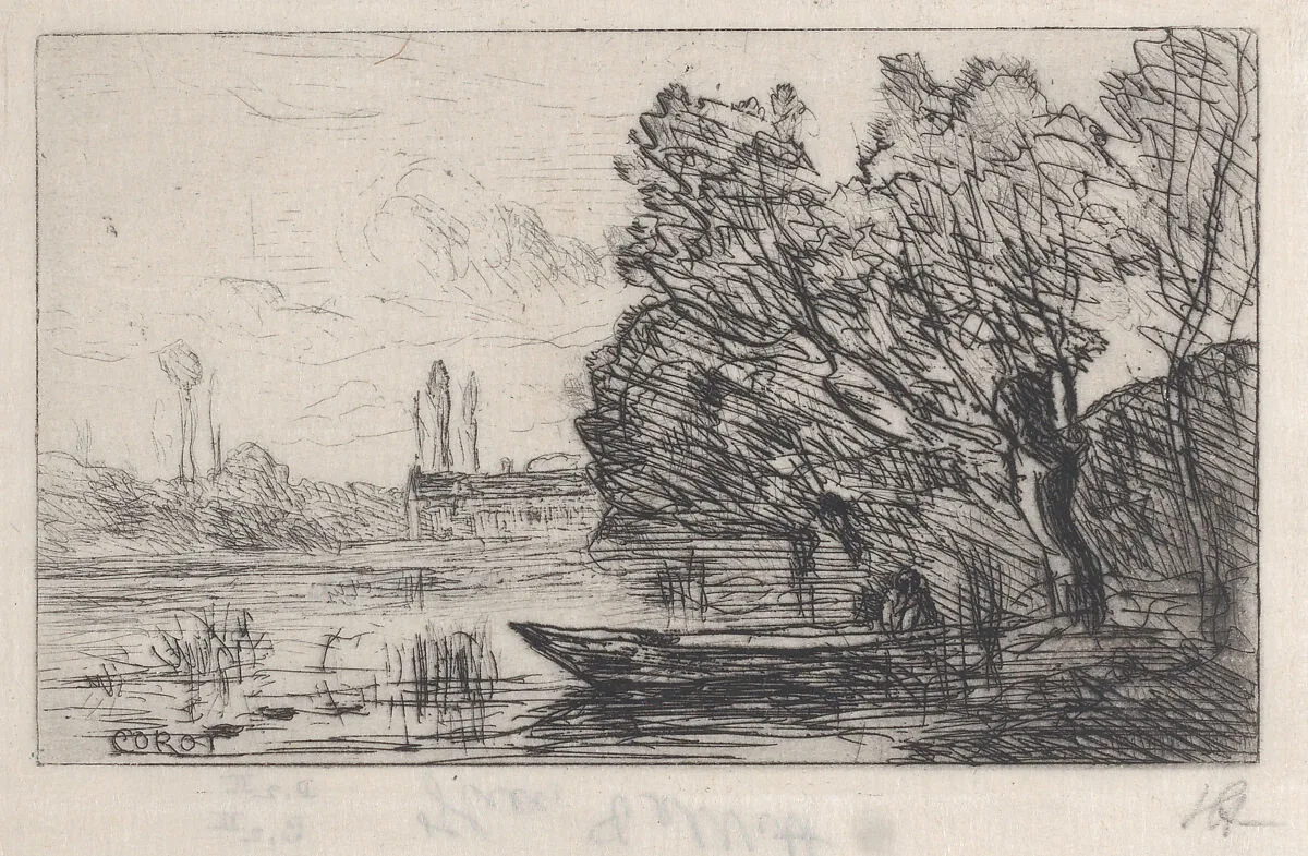 Ville d'Avray: Boat Under the Willows (Morning Effect) — Camille Corot