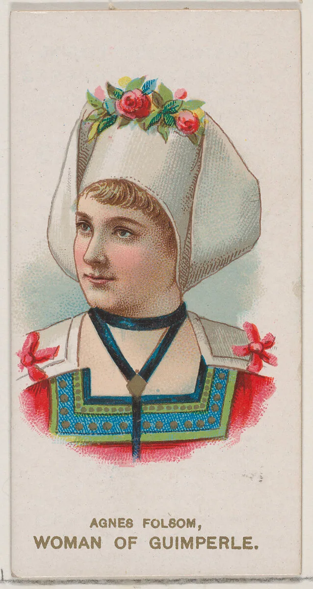 Agnes Folsom as a Woman of Guimperle, from the set Actors and Actresses, Second Series (N71) for Duke brand cigarettes — W. Duke, Sons & Co.|Knapp & Company