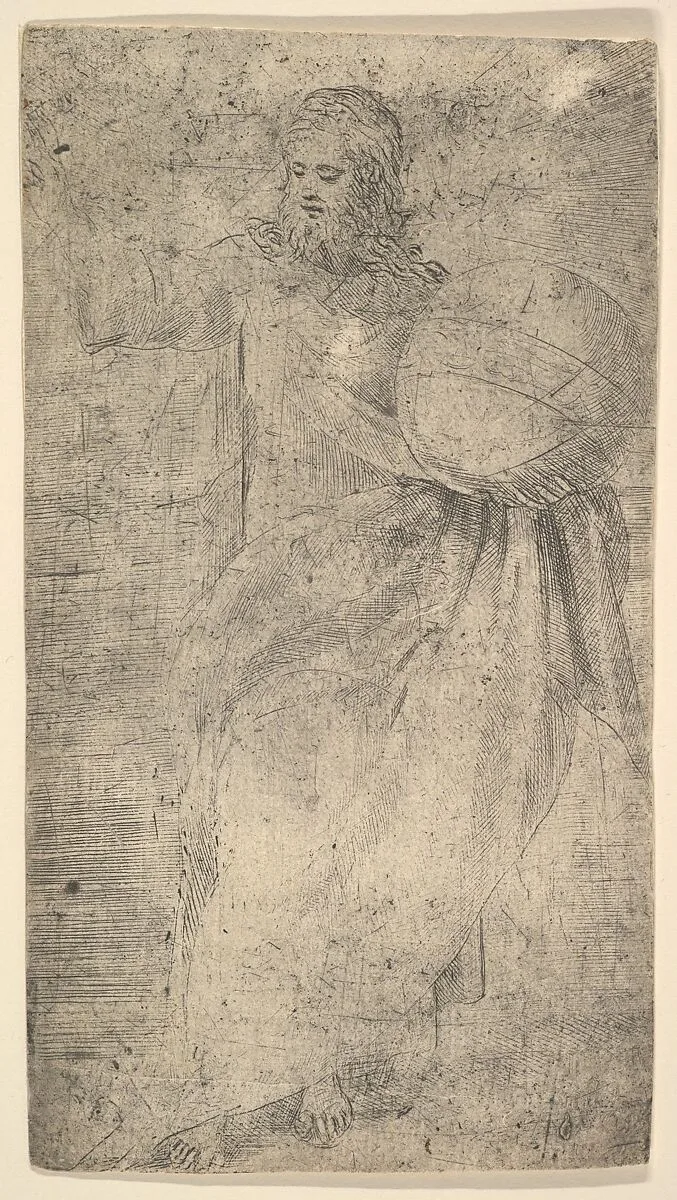 Christ as the Savior holding a globe, from "Christ and the Apostles" — Andrea Schiavone (Andrea Meldola)