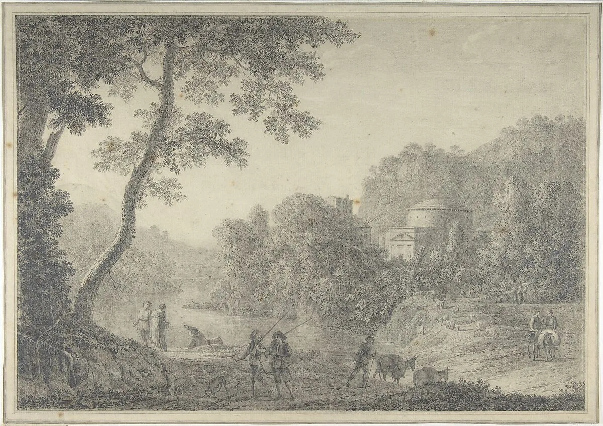 Classical Landscape with Hunters in the Foreground — Giovanni Battista ("Titta") Lusieri