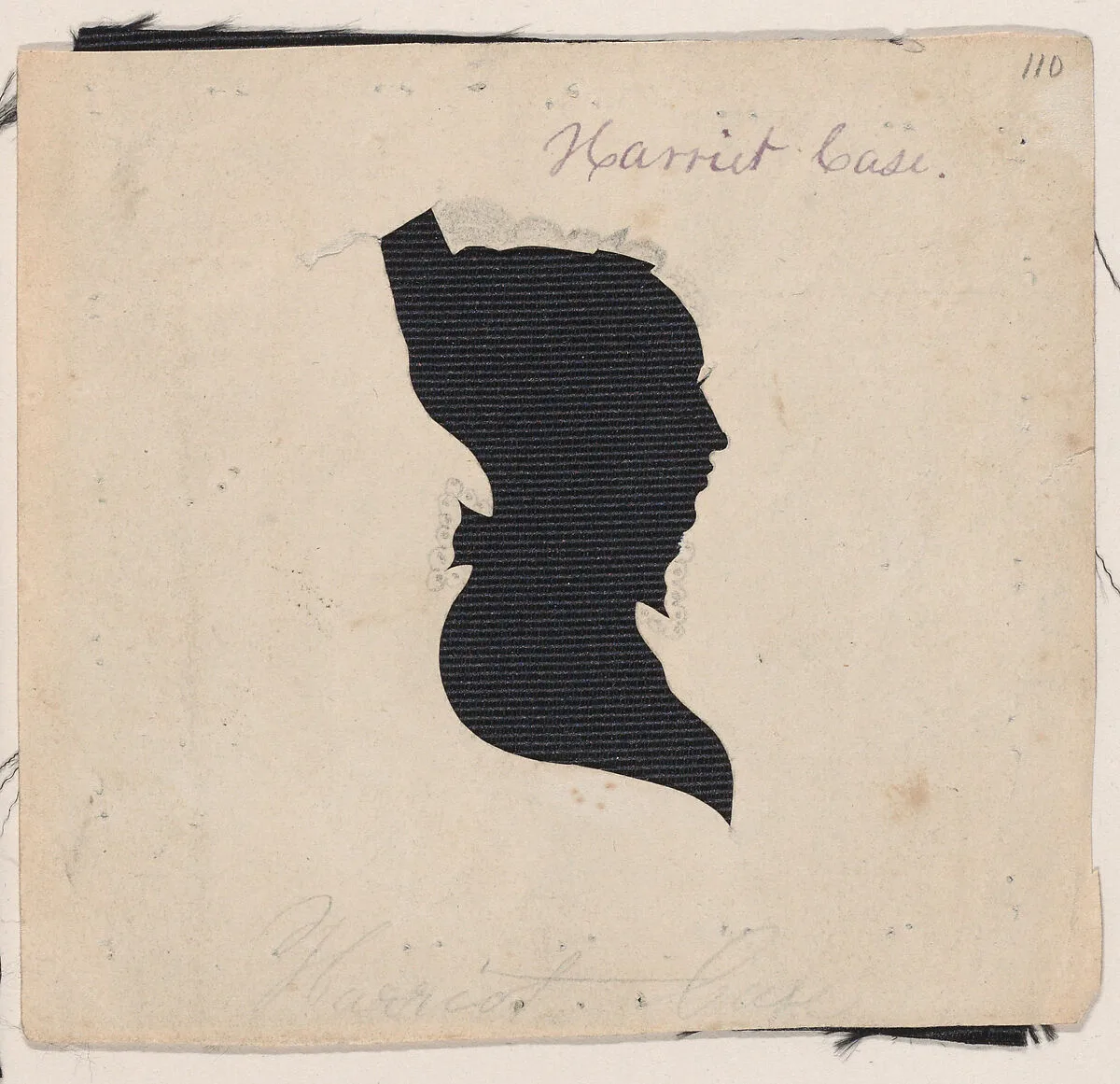 Silhouette of Harriet Case, to right — William Chamberlain