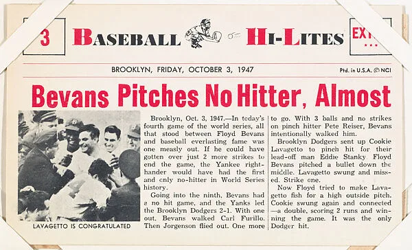 Floyd Bevans #3 from Nu-Card Baseball Hi-Lites series (W460) — Nu-Card, Inc.