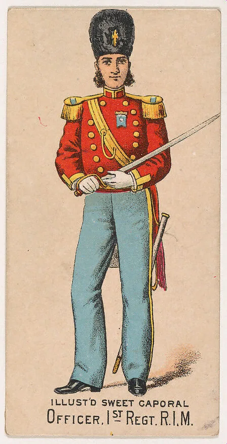 Officer, 1st Regiment, Rhode Island Militia, from the Military Series (N224) issued by Kinney Tobacco Company to promote Sweet Caporal Cigarettes — Kinney Brothers Tobacco Company