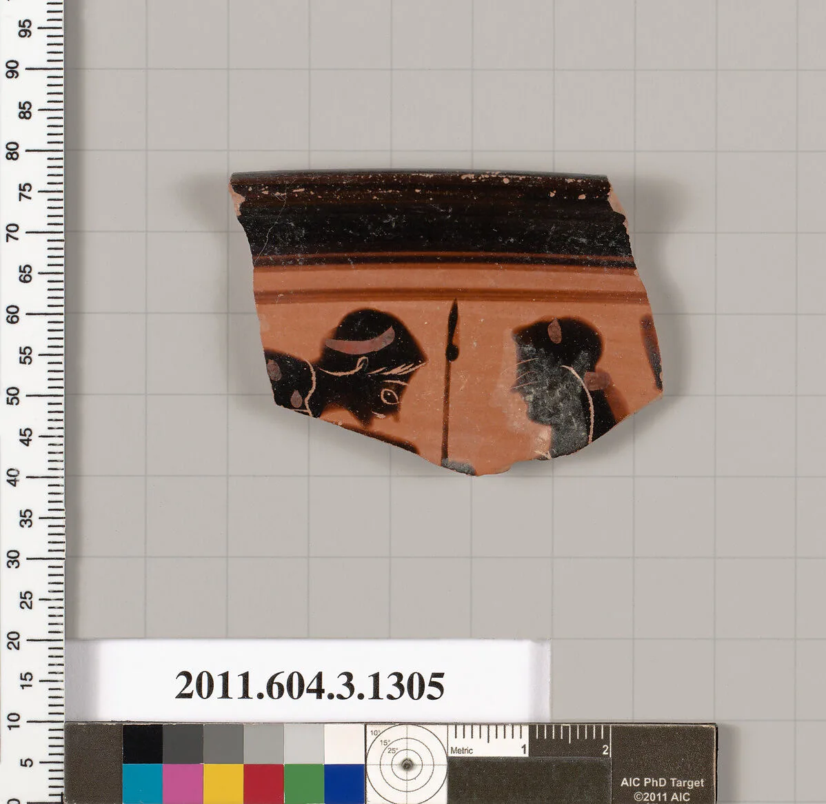 Terracotta rim fragment of a skyphos (deep drinking cup) — Painter of the Nicosia Olpe