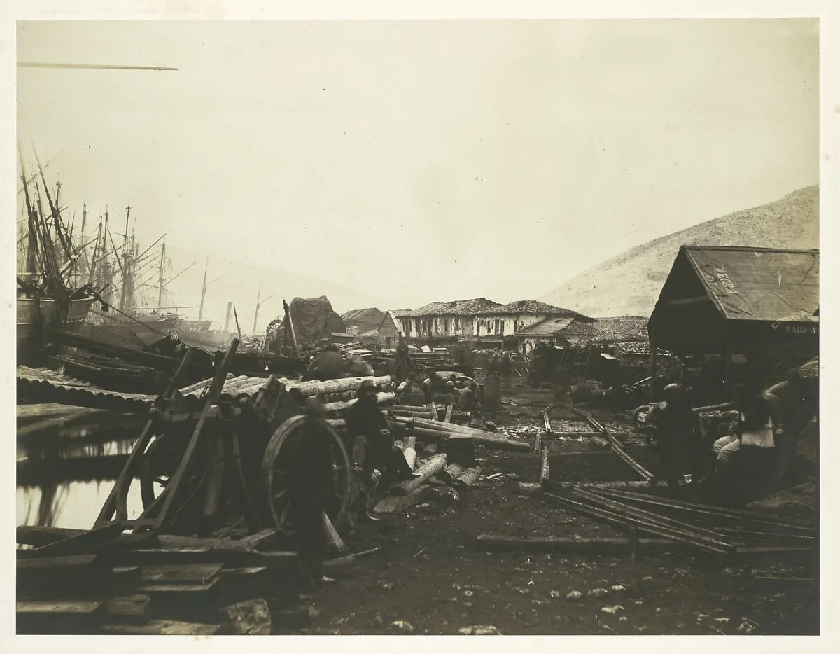 Landing Place, Railway Stores, Balaklava — Roger Fenton