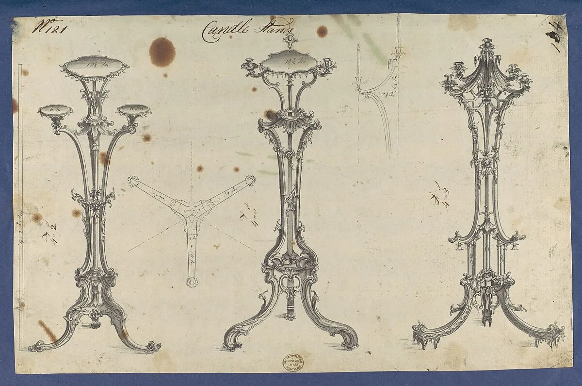 Candle Stands, in Chippendale Drawings, Vol. I — Thomas Chippendale