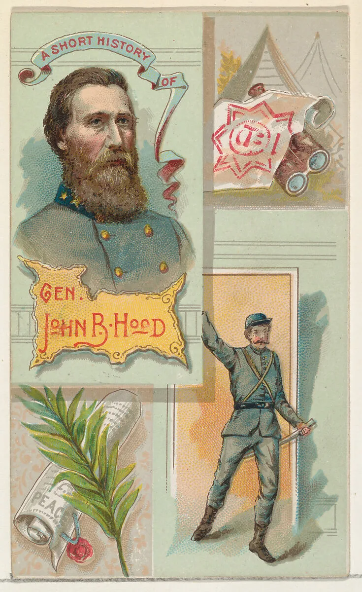 A Short History: General John Bell Hood, from the Histories of Generals series (N114) issued by W. Duke, Sons & Co. to promote Honest Long Cut Smoking and Chewing Tobacco — W. Duke, Sons & Co.|Knapp & Company
