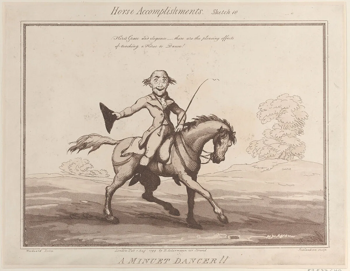 Horse Accomplishments, Sketch 10: A Minuet Dancer !! — Rudolph Ackermann, London|Thomas Rowlandson|George Murgatroyd Woodward