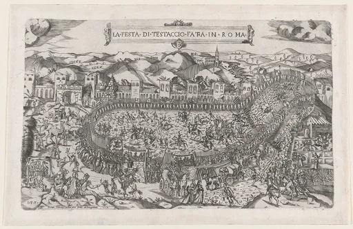 Speculum Romanae Magnificentiae: Carnival games held in the Mount Testaccio in Rome