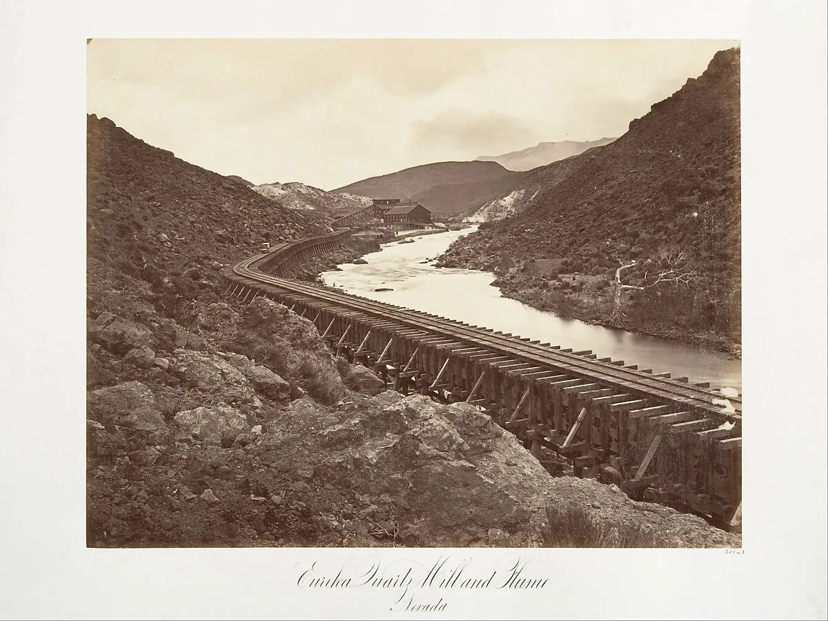 Eureka Quartz Mill and Flume, Nevada — Carleton E. Watkins