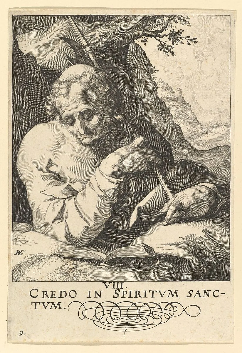 St. Matthew, from Christ, the Apostles and St. Paul with the Creed — Hendrick Goltzius