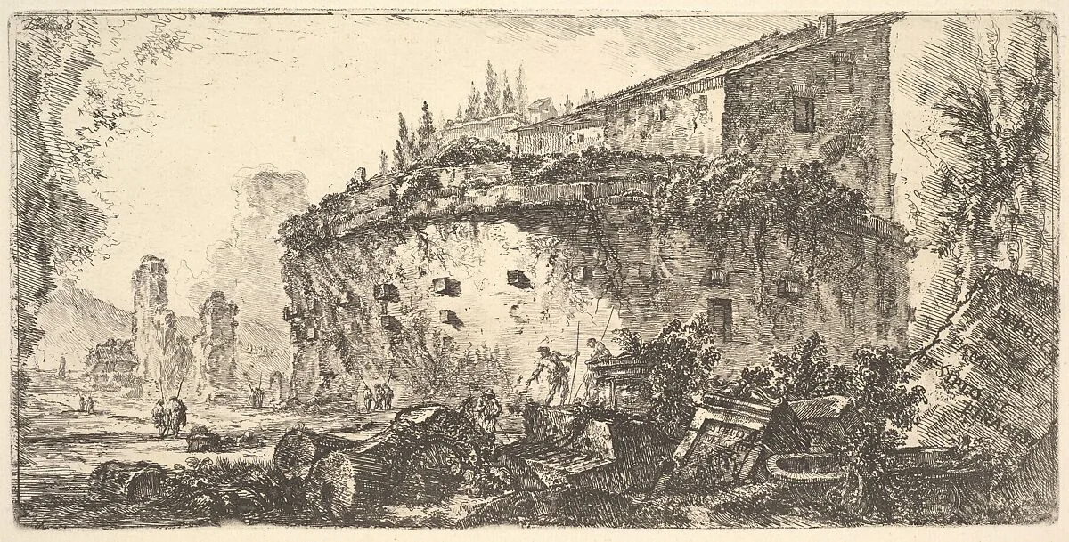 Plate 18: The Tomb of the Scipios (Sepolcro della famiglia de' Scipioni), from "Alcune Vedute di Archi Trionfali ed altri monumenti inalzati da Romani parte di quali se veggono in Roma e parte per l'Italia" — Giovanni Battista Piranesi