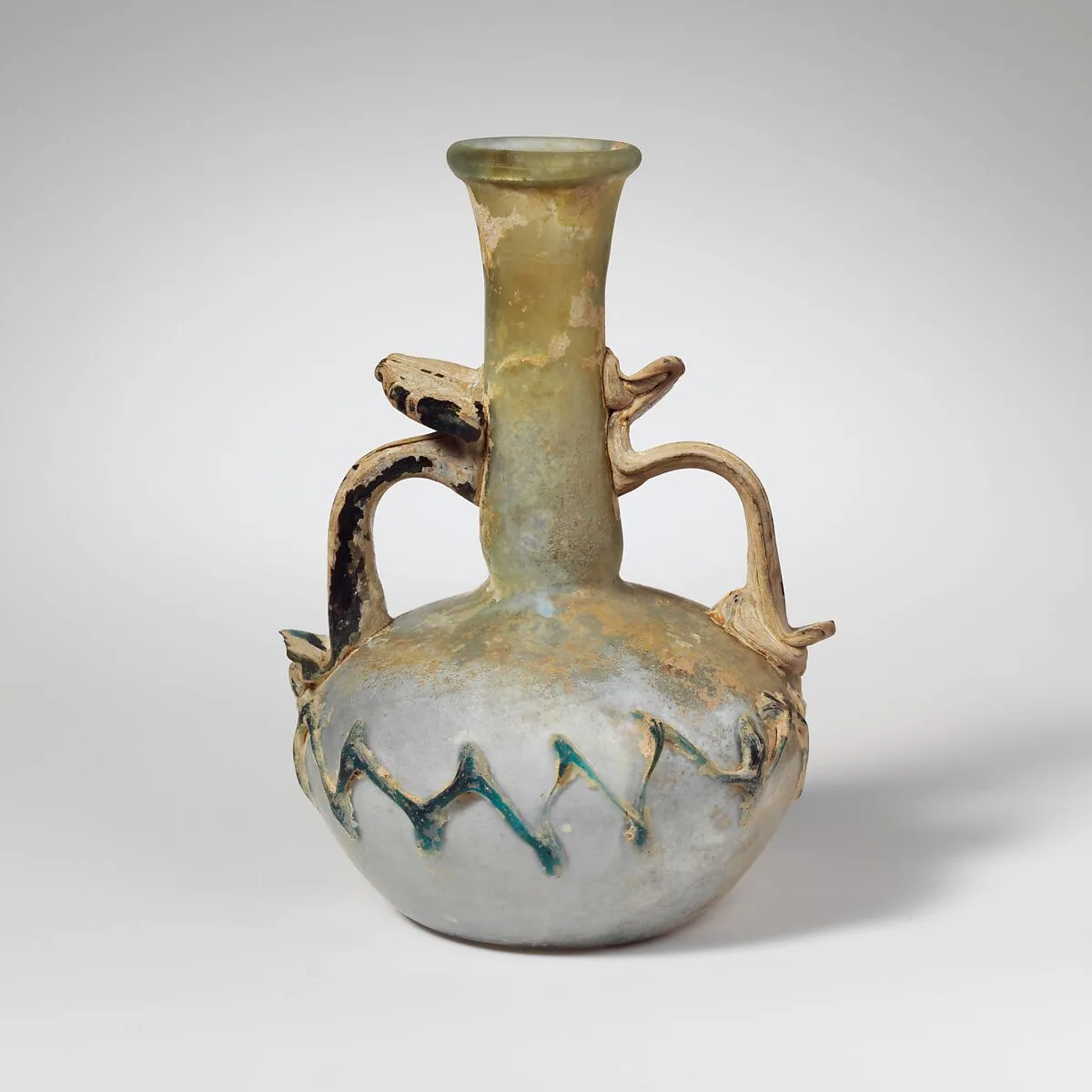 Glass two-handled bottle — Unknown