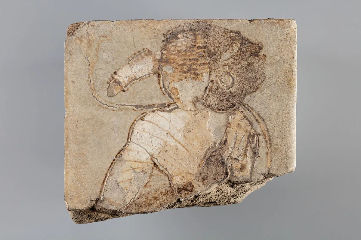 Tile with a bound Nubian from the the side of a dais — Unknown