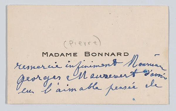 Madame Bonnard, calling card — Anonymous