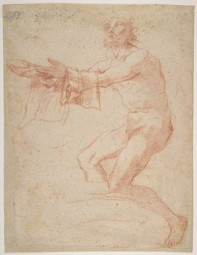 Study for a Raising of Lazarus (recto); half-length study of bearded nude male figure, and a man and woman with donkey (verso)