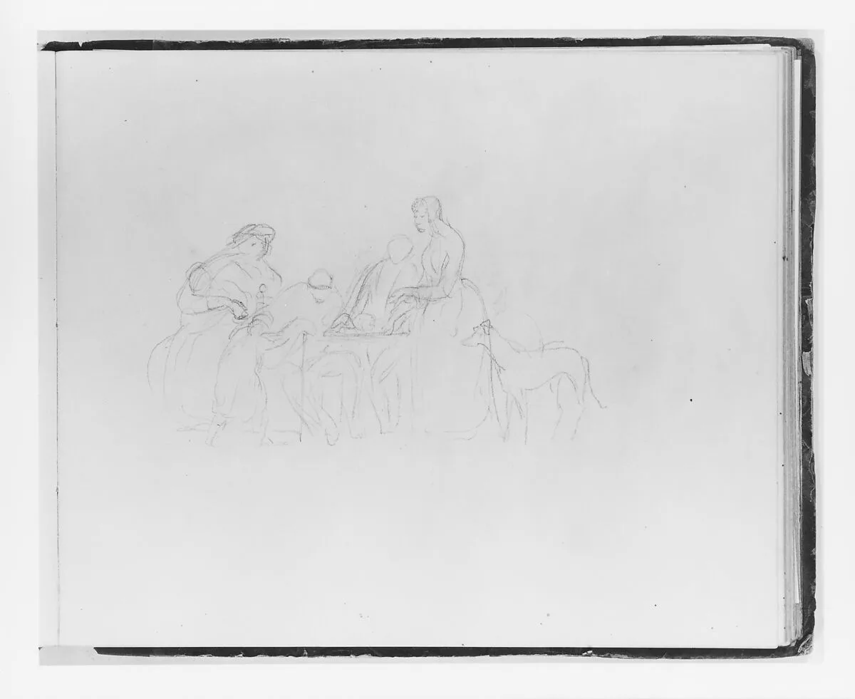 Scene around a Table (from Sketchbook) — Francis William Edmonds