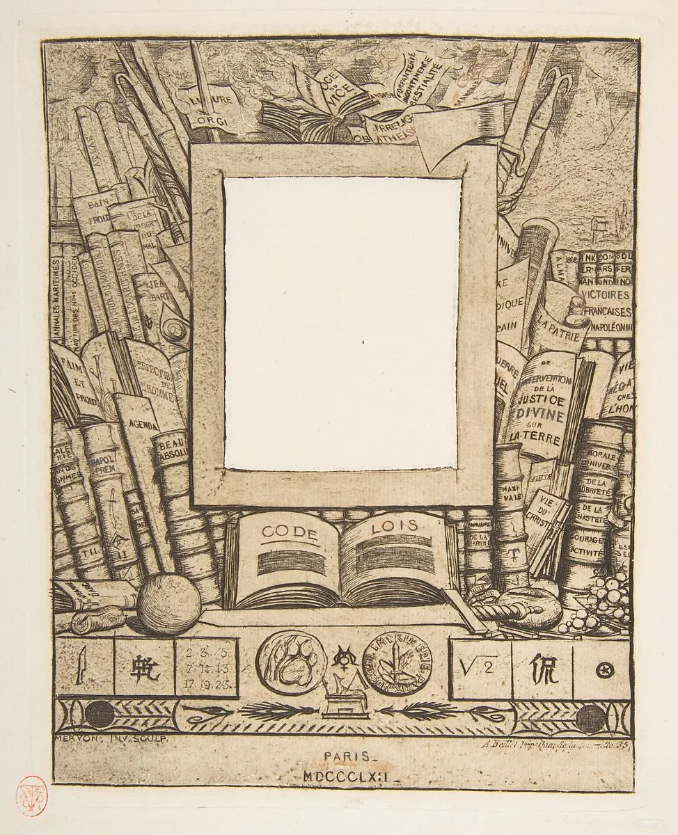 Design for a frame for the portrait of Armand Guéraud — Charles Meryon