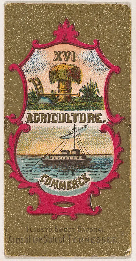 State Arms of Tennessee, from the Military Series (N224) issued by Kinney Tobacco Company to promote Sweet Caporal Cigarettes — Kinney Brothers Tobacco Company