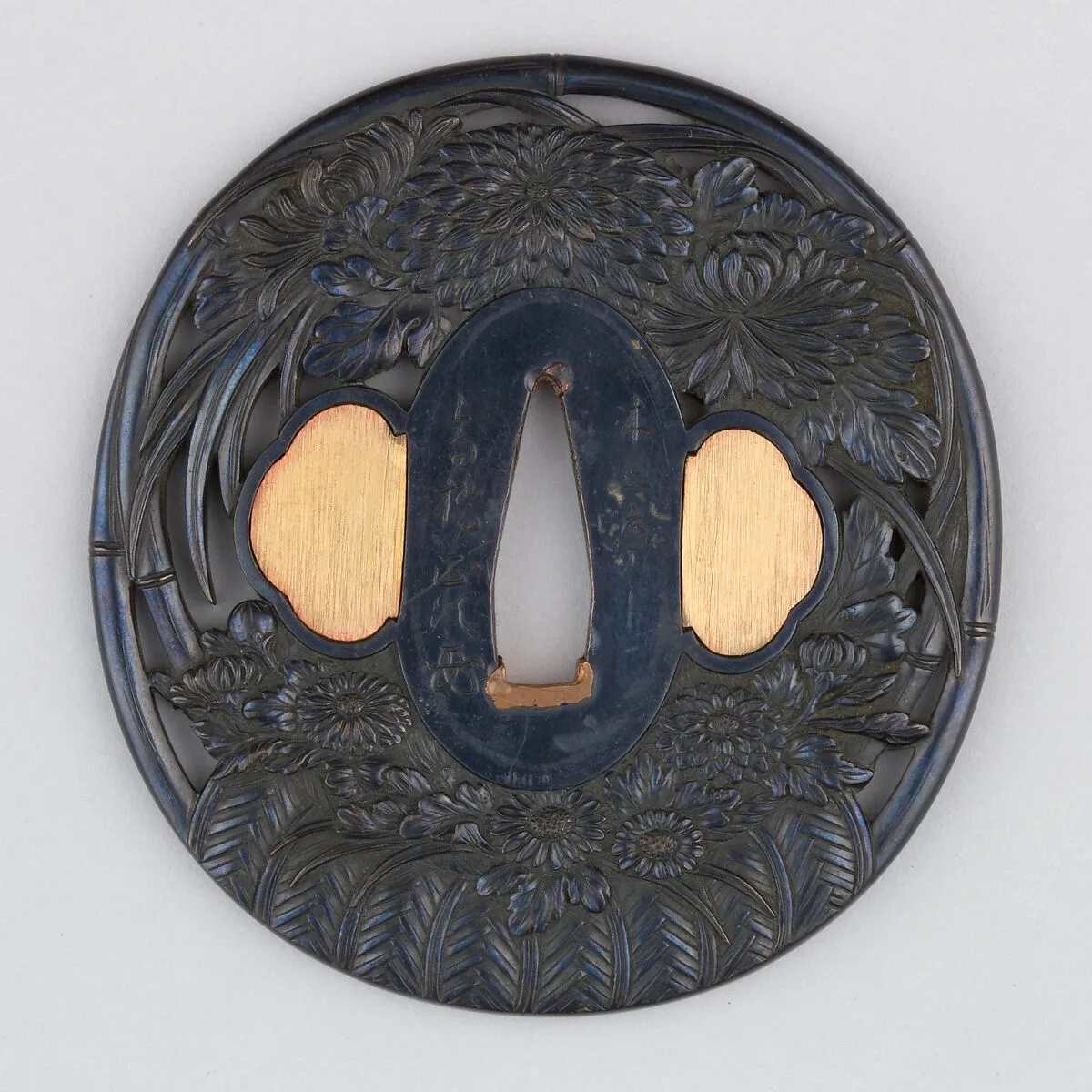 Sword guard (<i>Tsuba</i>) with Flower Basket Motif (花籠図鐔) — Unknown