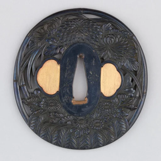 Sword guard (<i>Tsuba</i>) with Flower Basket Motif (花籠図鐔)
