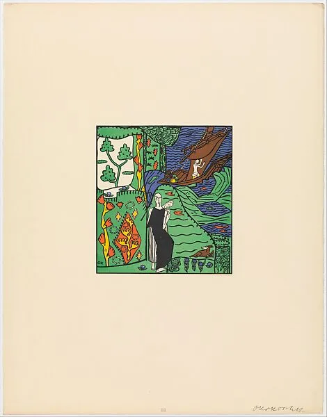 Das Segelschiff (The Sailboat) from the series Die Träumenden Knabe (The Dreaming Boys) — Oskar Kokoschka|Oskar Kokoschka|Wiener Werkstätte|Berger and Chwala