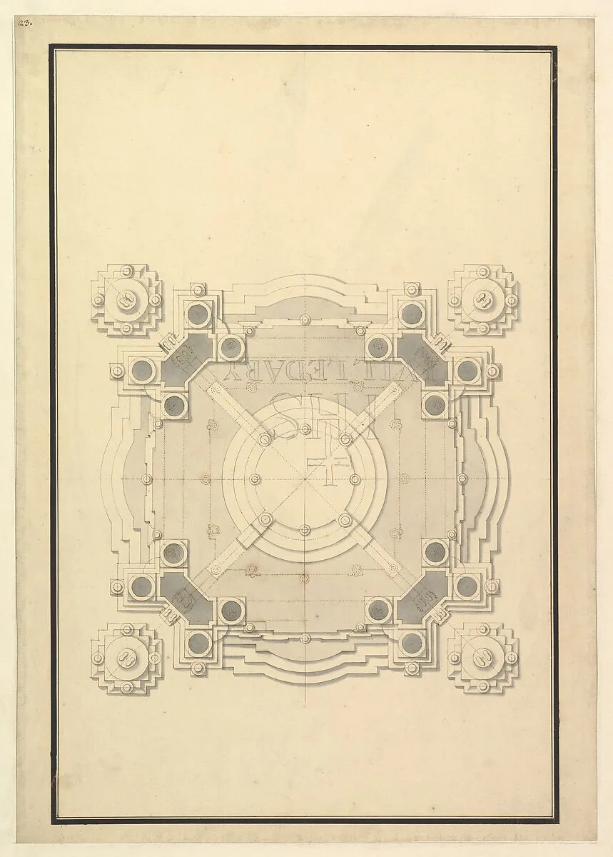 Ground Plan for a Catafalque for Louis, Dauphin of France, d. 1711 — Giuseppe Galli Bibiena