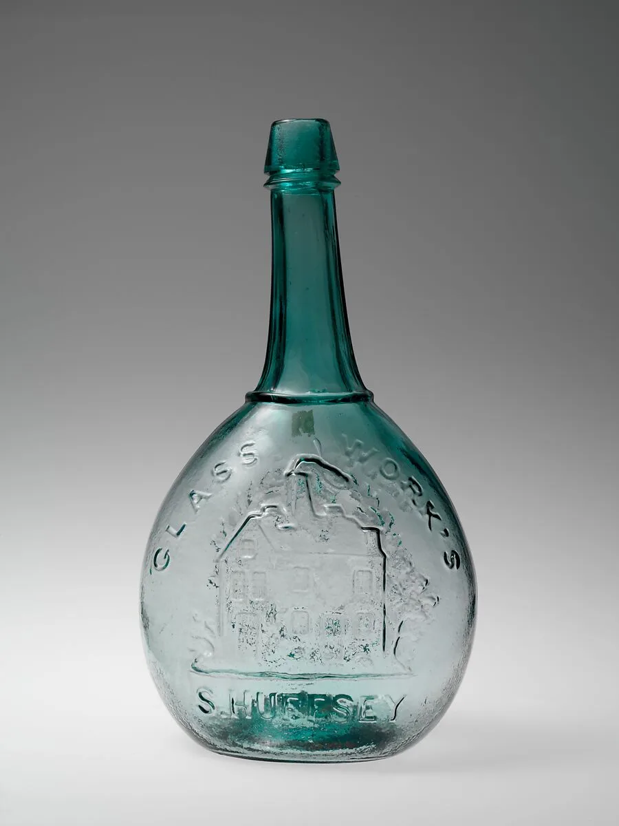 Figured bottle — Isabella Glass Works/ New Brooklyn Glass Works