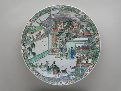 清康熙 景德鎮窯五彩擲果盈車圖大盤|Platter with the story of Pan An