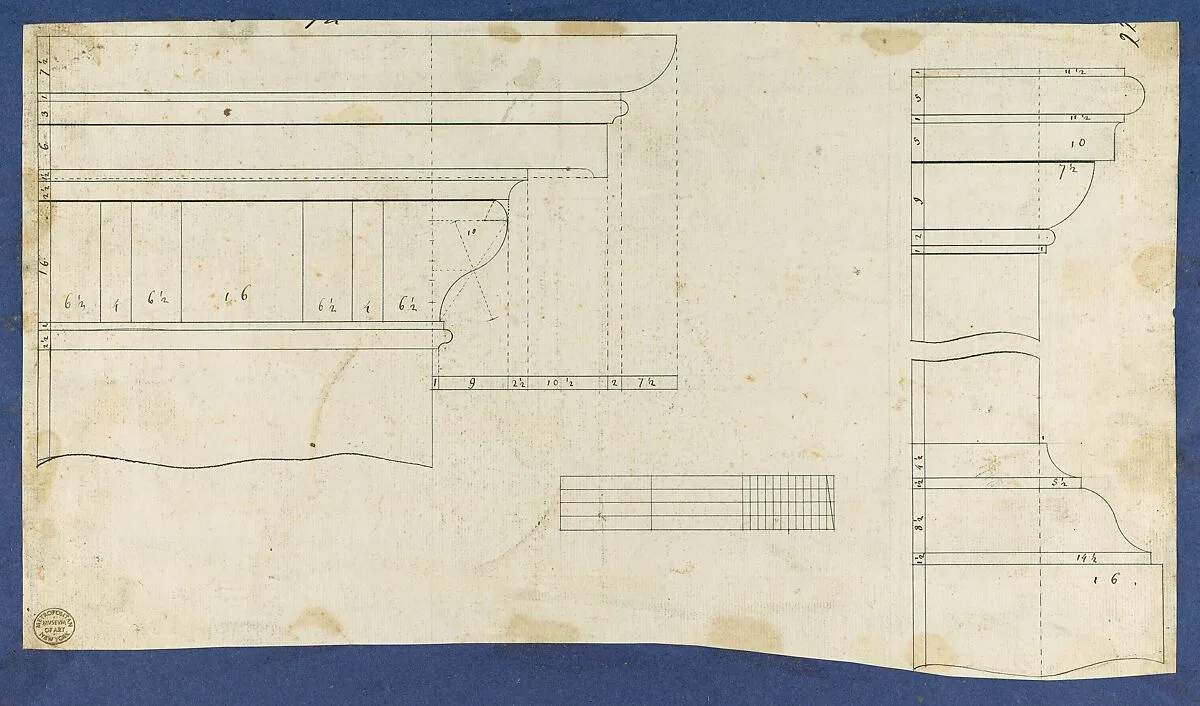 Moldings for Gothic Library Bookcase, from Chippendale Drawings, Vol. II — Thomas Chippendale