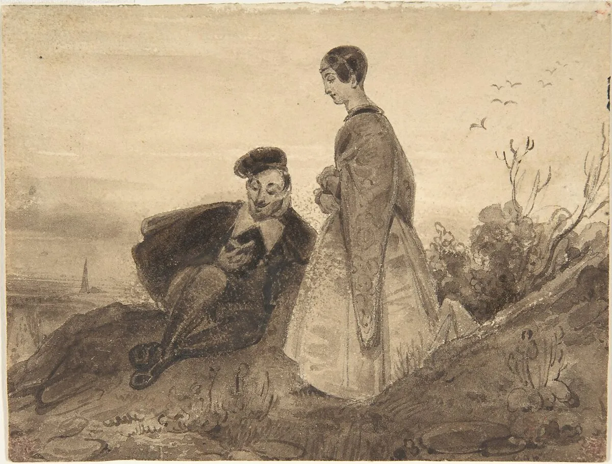 Man and Woman in a Landscape (Faust and Marguerite) — Johann Wolfgang von Goethe|Richard Parkes Bonington