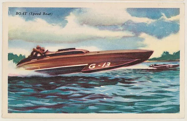 Boat (Speed Boat), bakery card from the Speed Pictures series (D39-8), issued by Bell Bakeries, Inc. — Bell Bakeries, Inc.